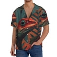 thumbnail image 7 of Lsque Colorful Reptile And Leaves print Men's Cuban Collar Short Sleeve Shirt Summer Beachwear Casual Button Down Fashionable Vacation Leisure Shirt-X-Large, 7 of 7