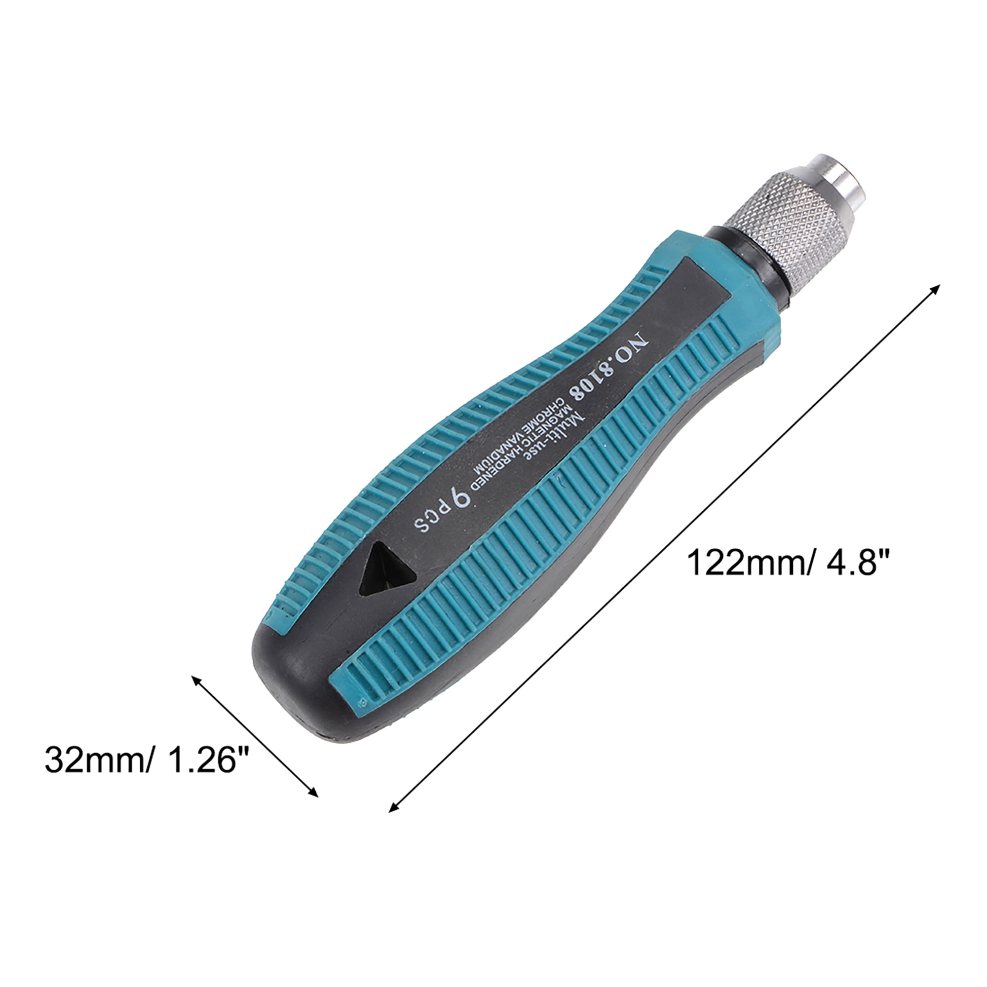Uxcell 1/4'' Hex Shank Magnetic Screwdriver Bits Set (9-in-1) w Non-Slip Handle
