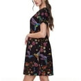 thumbnail image 2 of Lsque Humming Bird And Tropical Flowers Print Women's Casual Dress T-Shirt Summer Short Sleeve Scoop Neck Swing Dresses, 2 of 6