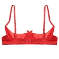 thumbnail image 4 of zdhoor Women's Satin Balconette Bra Demi Half Cup Push Up Underwire Bra Lingerie Shelf Bra Tops Red S, 4 of 7