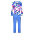 thumbnail image 5 of Puntoco Conjunto De Camiseta Y Pantalones Largos Con Cuello Redondo Y Manga Larga Con Estampado Informal Para Mujer, Color Azul Claro S, 5 of 5