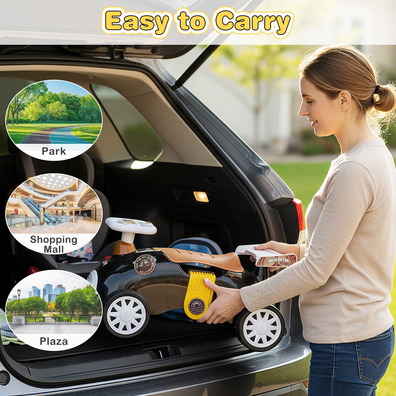 OLAKIDS Ride on Push Car with Music, Under-Seat Storage, Kids Foot