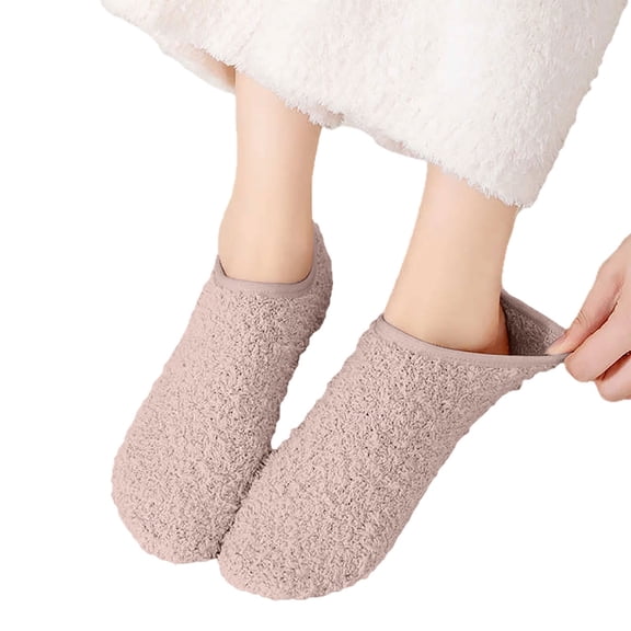 Women's Cozy Slipper Socks, Non- Indoor Floor Booties for Winter Warmth,Coffee,One Size