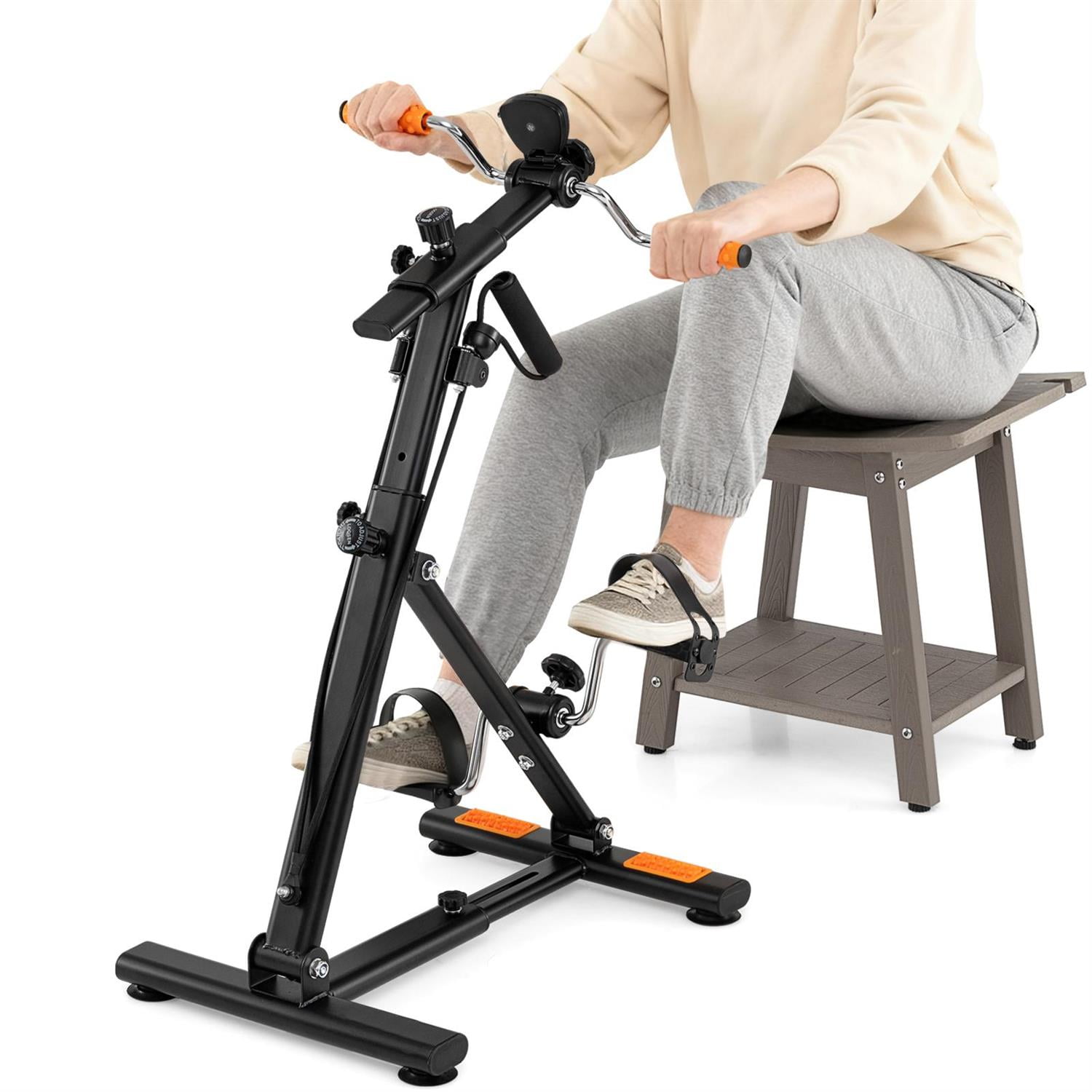 Spaco Portable Pedal Exerciser, Adjustable Resistance for Arm & Leg Workouts, Home Gym Exercise Equipment, Orange