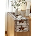 thumbnail image 5 of Table Runner 48 Inches Long for Kitchen Dining, Retro Farmhouse Dresser Scarf Farmhouse, Dining Table Decorations for Wedding/Parties, Country Star Berries Text Wooden Grain 13 x 48 In, 5 of 8