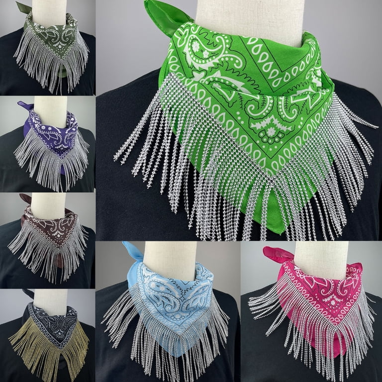 Embellished Green Bandana Wholesale Pearl Embellished Bandana -3 Designs |Pearl  main image 2