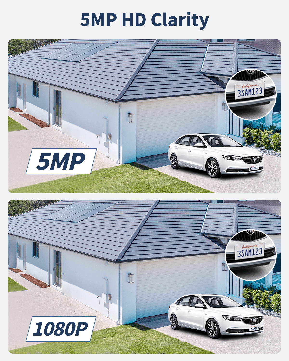 OHWOAI 5MP Wired Security Camera System, 4 Cams with 8CH DVR, 122° Wide View, 500GB HDD