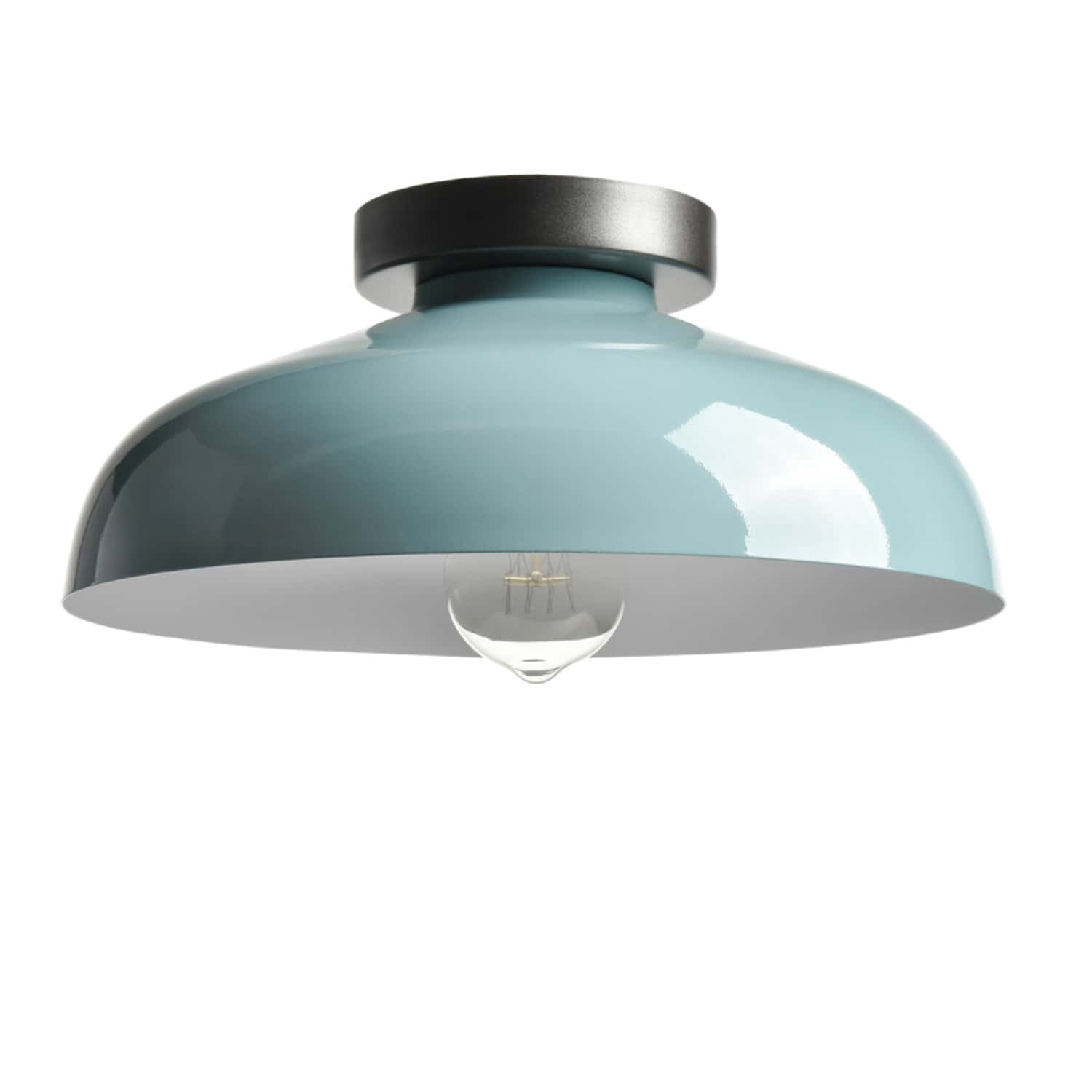 Claxy 12" Aqua Blue Flush Mount Ceiling Light with Dome Metal Shade