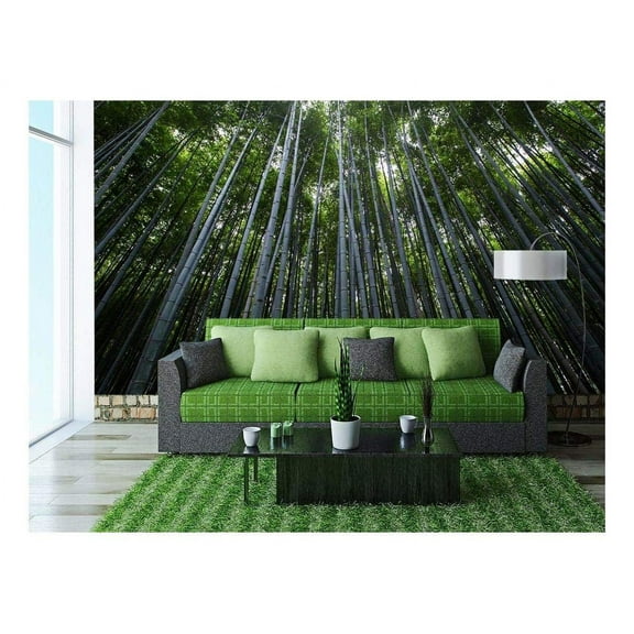 wall26 - Green Bamboo Forest - Removable Wall Mural | Self-Adhesive Large Wallpaper - 100x144 inches