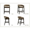 thumbnail image 5 of Guyou Modern Counter Height Bar Stools Set of 2, Leather Upholstered Barstools with Barrel Back, 26" Walnut Kitchen Island Stools Comfy Counter Stools for Breakfast Bar and Dining Room, PU Brown, 5 of 7