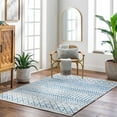 thumbnail image 2 of BoutiqueRugs Gaura Farmhouse Moroccan Geometric Area Rug - Boho Aztec Tribal Carpet for Living Room - Light Gray, Blue, Silver Blue - 7'10" Round, 2 of 18