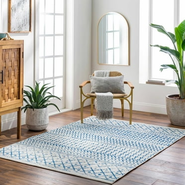 Hauteloom Gaura Living Room, Bedroom Area Rug - Gray, Blue - 2' x 3'