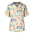 thumbnail image 1 of LINMOUA Plus Size Halloween Printed Scrub Working Uniform Tops For Men's Cross V-Neck Short Sleeve Fun T-Shirts Workwear Tee With Pockets, 1 of 3