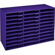 AdirOffice Classroom Paper Literature Organizer File Sorter, 30 Compartments, Purple