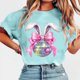thumbnail image 2 of Tops de Manga Corta de Verano para las Mujeres Imprimir Blusa de Cuello Redondo, Moda Ligera de Poliéster Spandex, 2 of 4