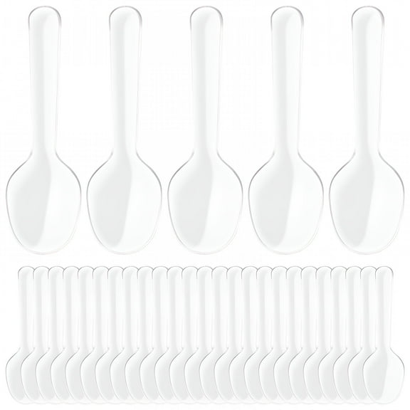 ACDANC 200 Pcs Clear Plastic Spoons Disposable Flatware Spoons for Jelly Ice Cream Cake Dessert Appetizer