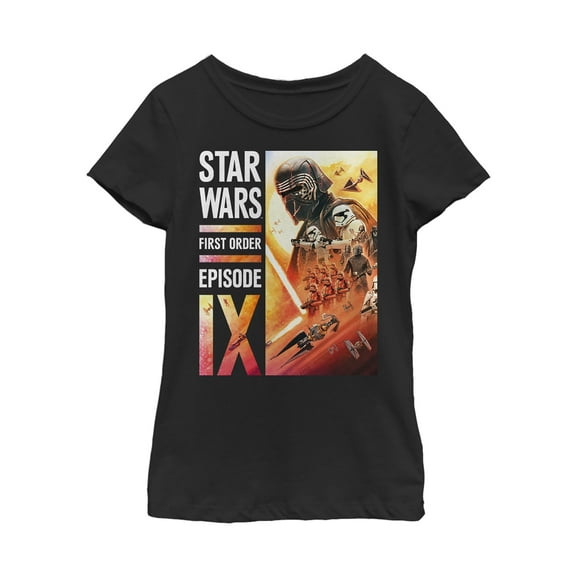 Girl's Star Wars: The Rise of Skywalker First Order Glow  Graphic Tee Black Small