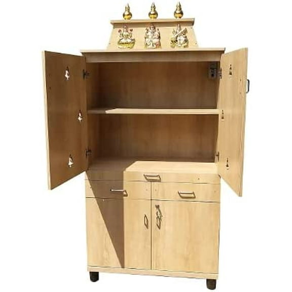 Home Temple/Pooja mandir (72 x 36 x 12 inches) in Beige Colr