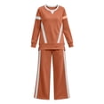 thumbnail image 4 of Inleife Women Color Block Tracksuit 2 Piece Outfit Set, Long Sleeve Crew Neck Sweatshirt & Wide Leg Pants With Pockets, Casual Loungewear Sports Suit, 4 of 6