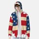 thumbnail image 2 of Fotbe American Flag Map Chaqueta con Protección Solar UPF 50+ para Hombre y Mujer, Camisa con Capucha y Bolsillos-Small, 2 of 7