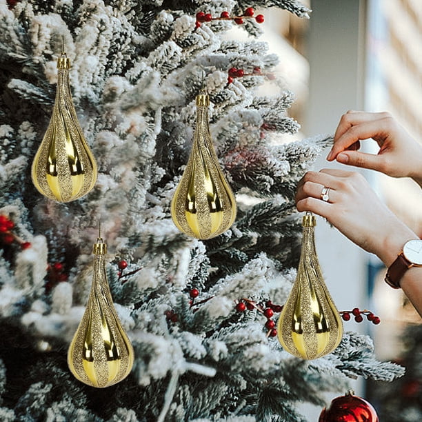 Adornos navideños, adornos navideños, regalos navideños, adornos navideños, bolas de gotas de agua pintadas y galvanizadas, bolas navideñas, colgantes para árboles de Navidad, accesorios, adornos navi