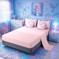 thumbnail image 5 of meiyoeat Watercolor Pink Mermaid Tail Ocean King Bedding for Girls, Jellyfish Coral Fairy Marine King Bed in a Bag, Pink, Pink Reversible, 7 Pieces, 5 of 6