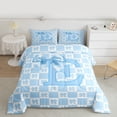 thumbnail image 2 of jejeloiu Blue Personalized Gifts Queen Comforter Set,First Letter G Bedding Comforter Set For Bows Lover Reversible 3 Pieces, 2 of 8
