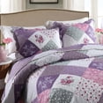 thumbnail image 2 of Nordmiex 3-Piece Microfiber Quilt Sets Floral Patchwork Bedspreads Reversible Coverlet Sets (Queen, Purple), 2 of 7