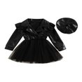 thumbnail image 1 of Robe Ligne A Printemps Automne pour Filles Manches Longues Col en Tulle Patchwork avec Chapeau, 1 of 8