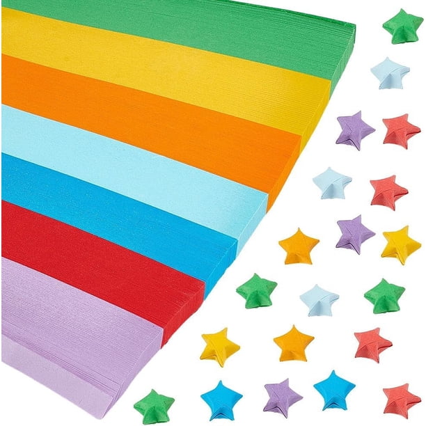 1350 piezas de papel de estrellas de origami, 7 colores, tiras de papel de estrellas de doble cara, tiras de papel coloridas
