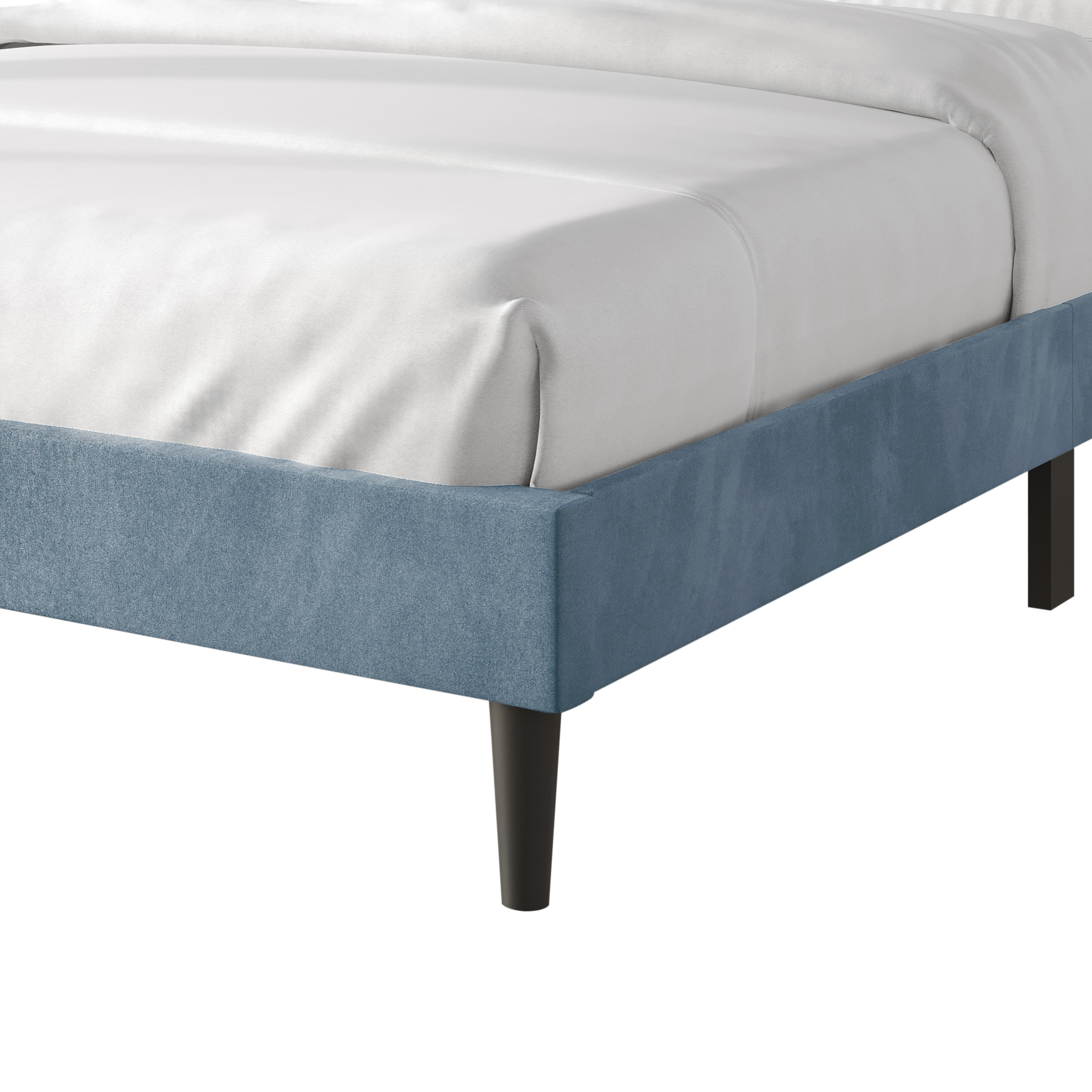 Castle Place Sophisticated Wingback Velvet Upholstered Full Platform Bed, Light Blue