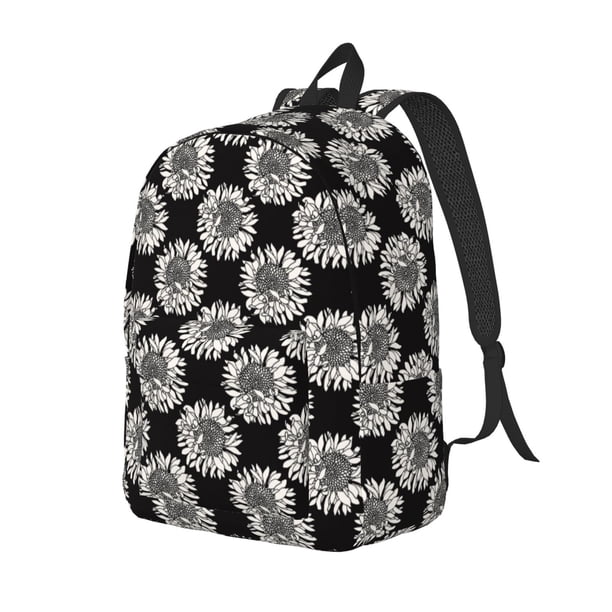 Balery White Sunflowers Mochila Clásica Impresa Básica para Viaje, Mochila Escolar Resistente al Agua, Mochila de Lona con Correas Ajustables-Medium