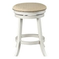 thumbnail image 3 of Backless Round Swivel Stool in Beige Fabric in White-Wash Finish 2 Pack, 3 of 8