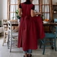 thumbnail image 4 of ClodeEU Women's Sleeveless Round Neck Linen Blend Maxi Dress with Pockets, Casual Loose A-Line Long Dress Red,Women's Plus S, 4 of 7