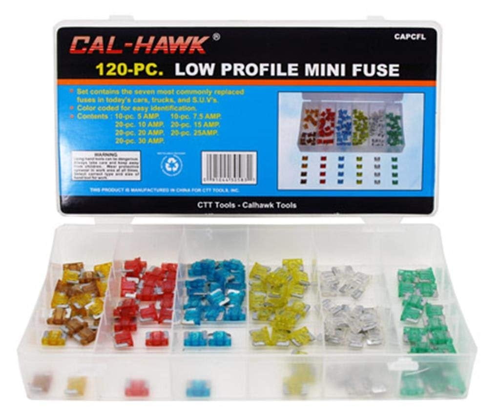 120 PCS CAL-HAWK Set Regular Size Blade ATO Auto Car Fuse Assortment Kit in Box 