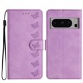 thumbnail image 1 of SaniMore Case for Google Pixel 8 Pro 6.7" 2023, [Card Slots + Cash Pocket] Removeable Wrist Strap PU Leather Embossed Butterfly Flip Kickstand Magnetic Clasp Full Body Protective Shell, Purple, 1 of 9