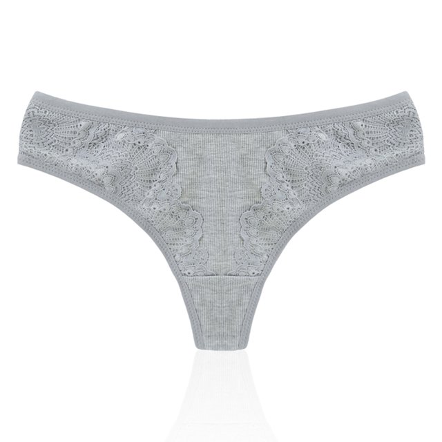 Tanga de mujer joven sexy con encaje adornado entrepierna de algodón para mujer Fridja nalpqowj14756