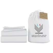 Short King Size Organic Cotton Sheet Set- 100% Organic 1000-Thread-Count Long Staple Cotton - 15" Deep Pockets 1000TC Organic Sheets - White