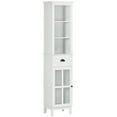 thumbnail image 2 of kleankin Slim Bathroom Storage Cabinet Door & Shelves Linen Tower, White, 2 of 9