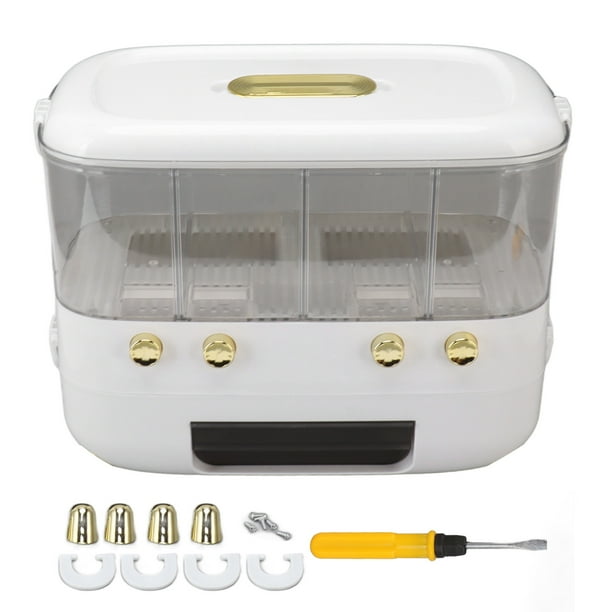 Cubo de caja de cereales de grano, compartimento blanco, contenedor de rejilla de almacenamiento de alimentos, compartimento de cubo de arroz, contenedor de almacenamiento de alimentos construido para precisión Jadeshay A