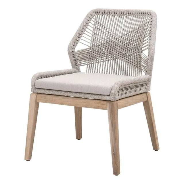 Pemberly Row 19" Rope Weave Outdoor Dining Chair in Gray (Set of 2)