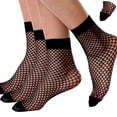 thumbnail image 1 of Medias altas hasta el tobillo para mujer, mini calcetines con red de diamantes, paquete de 3, 1 of 4