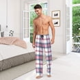 thumbnail image 7 of Pink Checkered Grid Pattern Men's Pajama Pants Cotton Long Sleepwear Lounge Pants L, 7 of 7