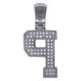 thumbnail image 2 of 925 Sterling Silver Unisex Cubic Zirconia Initial Letter P Charm Pendant Necklace 30.1x13.8mm Wide Pendant for Women, 2 of 2