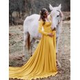 thumbnail image 5 of Ketyyh-chn99 Womens Maternity Dresses Long Sleeve Maternity Dress Clothes Ruched Pregnancy Dress Yellow,S, 5 of 5