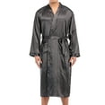 thumbnail image 3 of Men's Sleepwear Pajama Pajamas Bathrobe Smooth Long Sleeve Nightgown Sleepwear Loungewear Sleepwear Pajama with Two Patch Pocket, 3 of 7