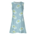 thumbnail image 4 of Women's Sleeveless Dress Slimming Round Neck Flowy Mini Dress Summer Sunflower Printing Sundress Going out Dress, 4 of 6