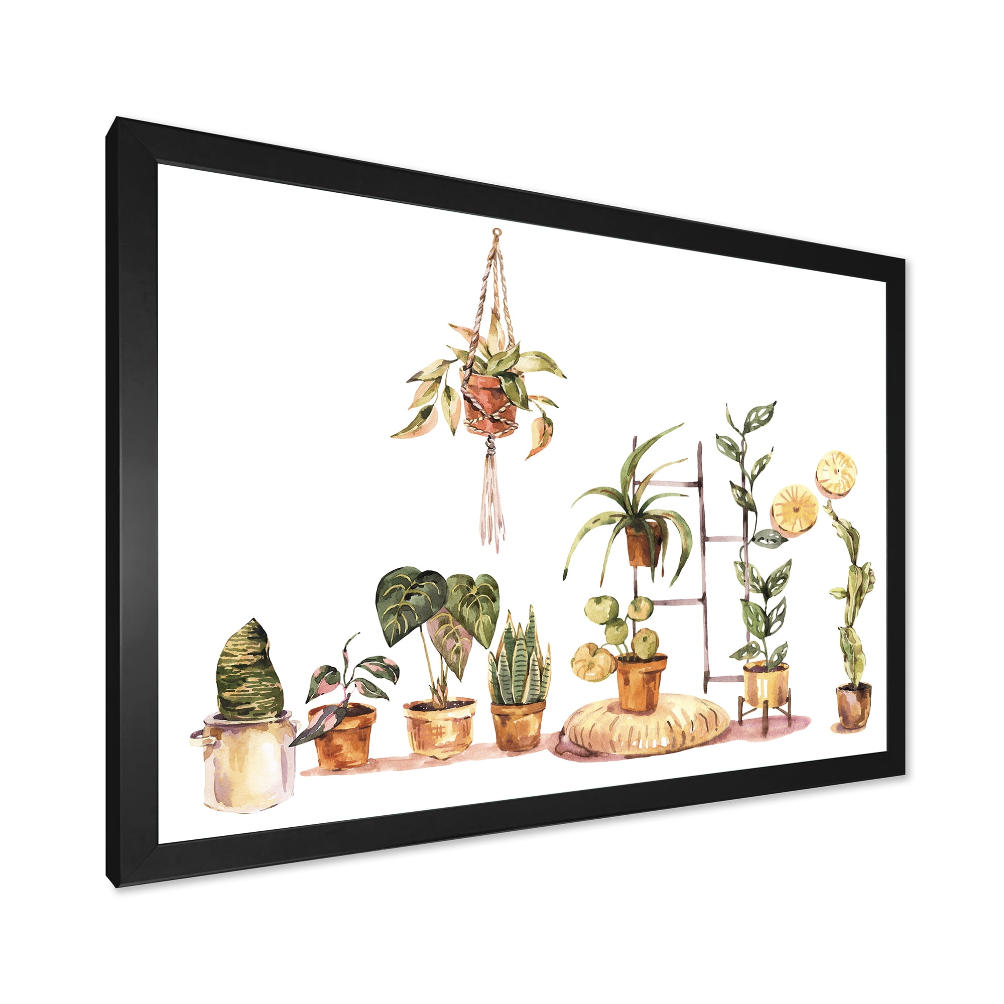 Designart 'Indoor House Plants Urban Jungle in Flowerpots II' Traditional Framed Art Print