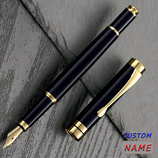 Pluma estilográfica con grabado de texto dorado para hombre, suministros escolares de lujo de alta calidad, material de papelería de Metal para oficina, regalo de tinta, 2023