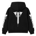 thumbnail image 3 of HILEELANG Boys Halloween Hoodie Glow in the Dark Skeleton Sweatshirt Black 12Y, 3 of 15